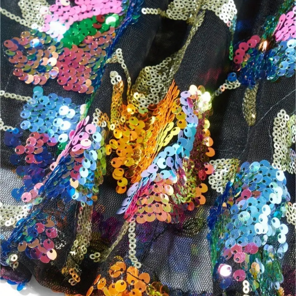 Brand New Sparkly Deep V Multicolor Dress | Size: 6 - Picture 4 of 4